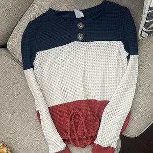 Red,white,and blue knit sweater!